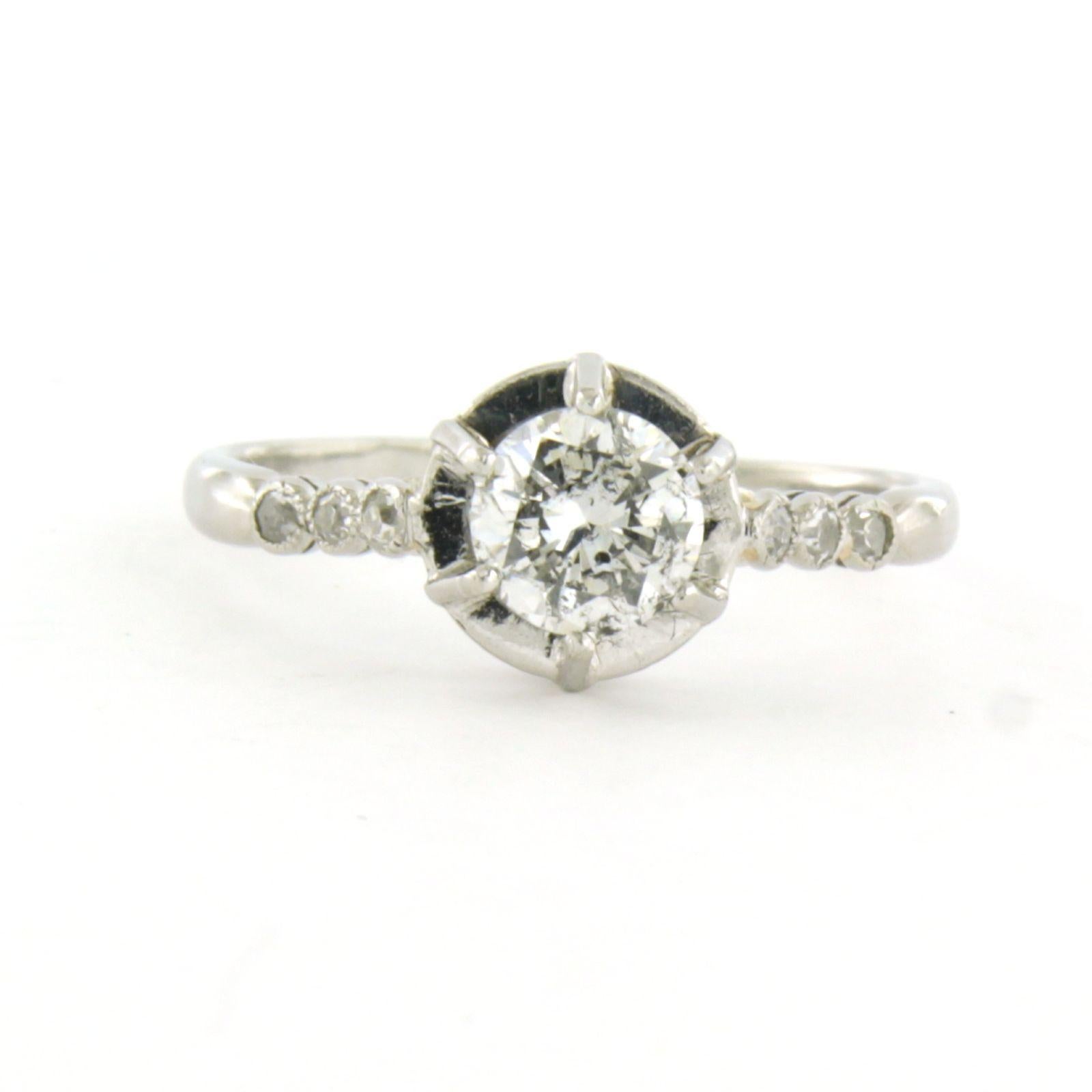 ring with brilliant and single cut diamonds up to 0.60ct 2.3 grams platinum For Sale 1