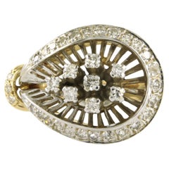 Ring with brilliant and single cut diamonds up to 0.64ct 14k bicolour gold