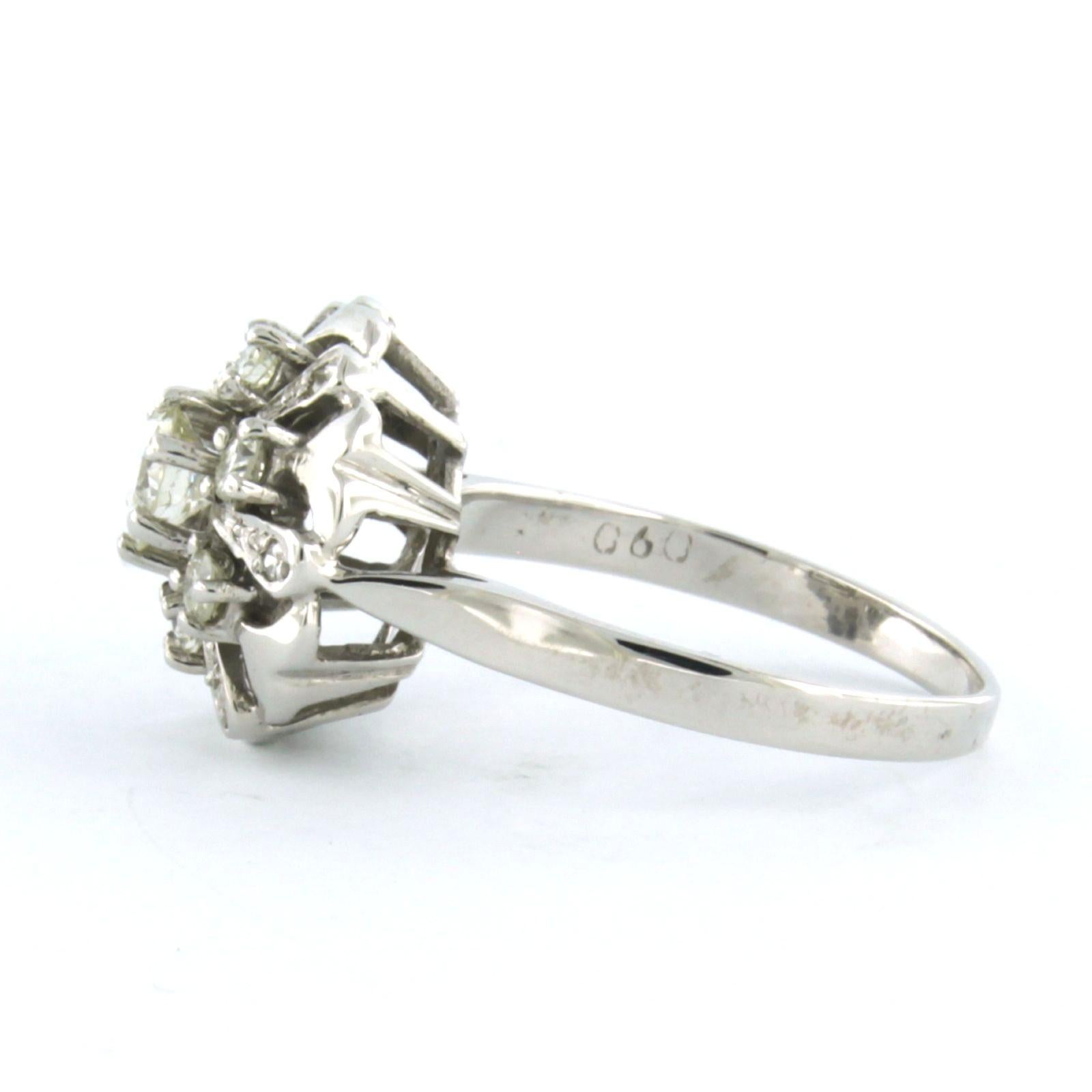 Ring mit Brillanten im Einzelschliff bis zu 0,76 Karat 14k Weißgold (Brillantschliff) im Angebot