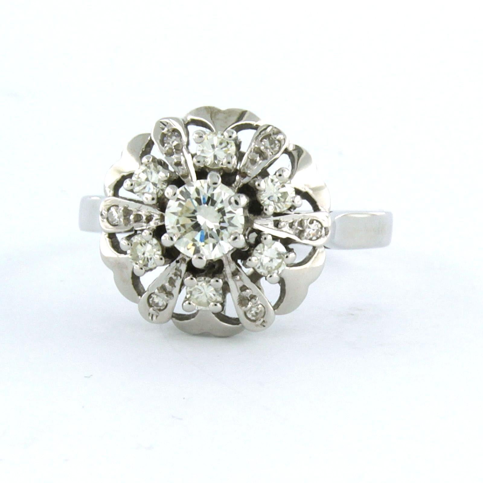 Ring mit Brillanten im Einzelschliff bis zu 0,76 Karat 14k Weißgold Damen im Angebot