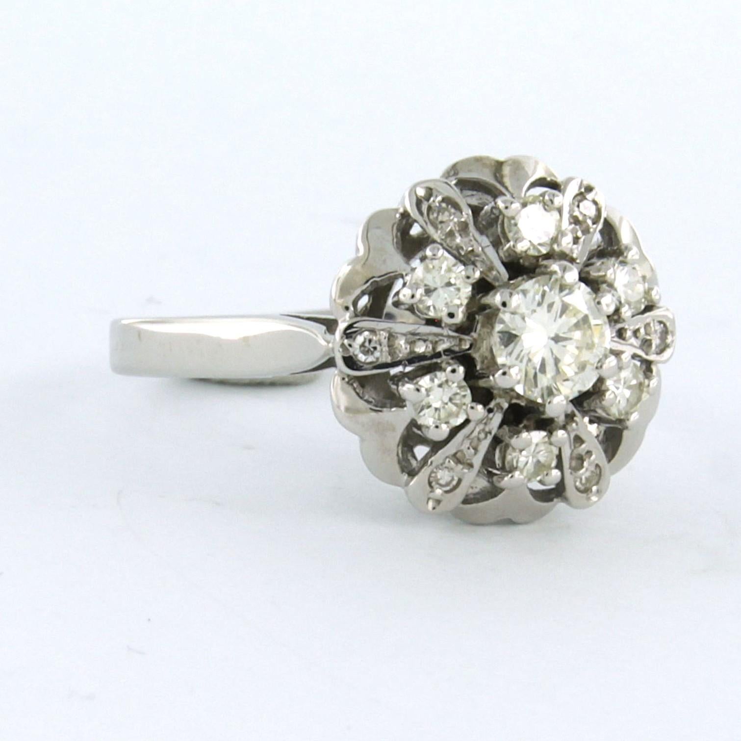 Ring mit Brillanten im Einzelschliff bis zu 0,76 Karat 14k Weißgold im Angebot 1