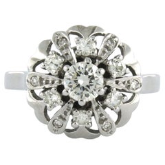 Ring mit Brillanten im Einzelschliff bis zu 0,76 Karat 14k Weißgold