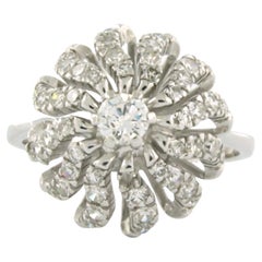 Bague avec diamants brillants et taille unique jusqu'à 1,00ct Or blanc 18k