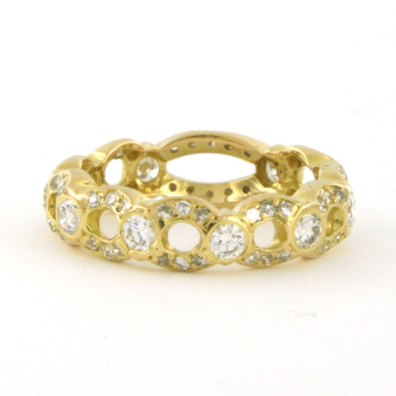 Modern Ring with brilliant and single cut diamonds up to 1.00ct 4.9 grams 18k gold For Sale