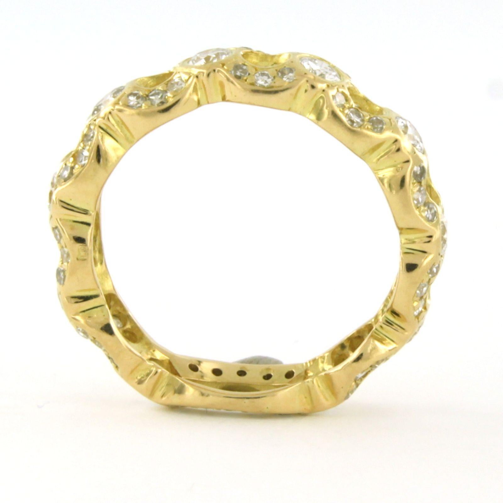 Women's Ring with brilliant and single cut diamonds up to 1.00ct 4.9 grams 18k gold For Sale