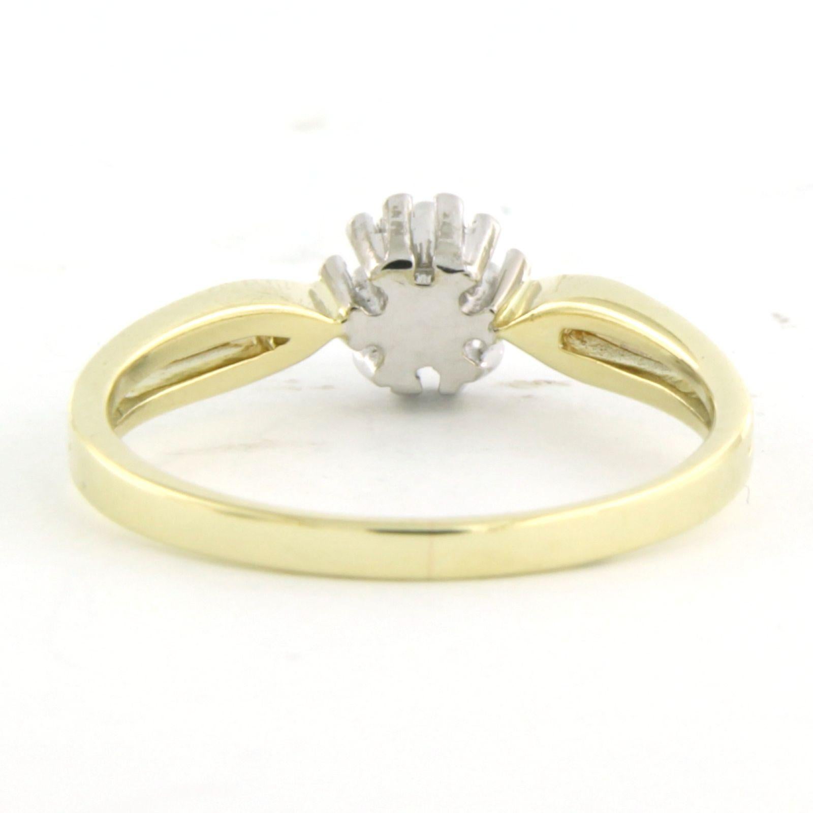 Ring with brilliant cut diamond 0.13 ct 14k gold Excellent état - En vente à The Hague, ZH