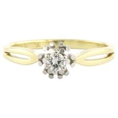 Ring with brilliant cut diamond 0.13 ct 14k gold