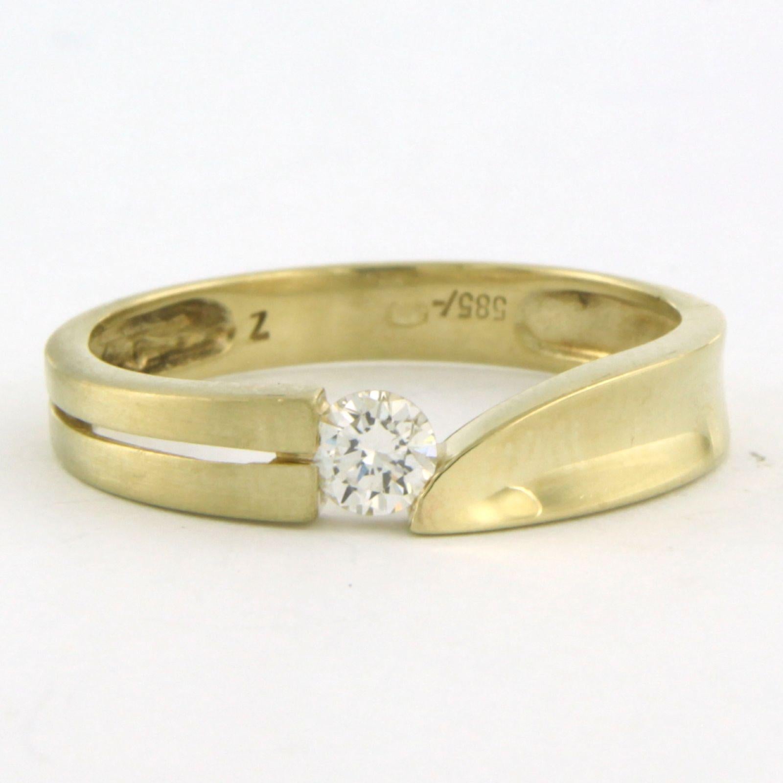 Bague en or jaune 14k sertie d'un diamant taille brillant 0.25ct F/G VS/SI - taille de bague US 9.25 - EU 20 (60)

Description détaillée

le haut de l'anneau a une largeur de 4,5 mm et une hauteur de 3,0 mm

Taille de la bague : US 9.25 - EU 20