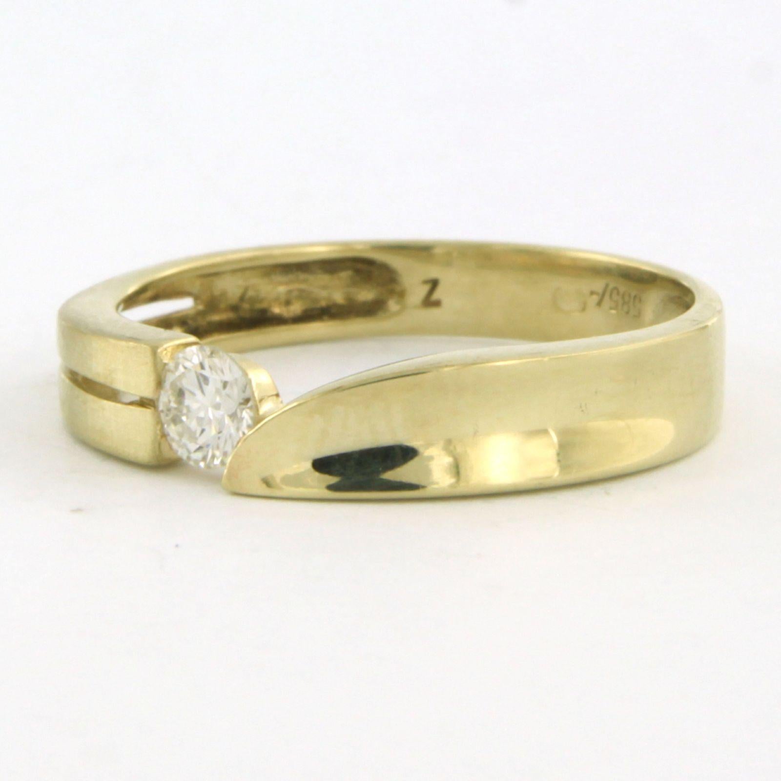 Taille brillant Bague avec diamant taille brillant 0,25ct or jaune 14k en vente