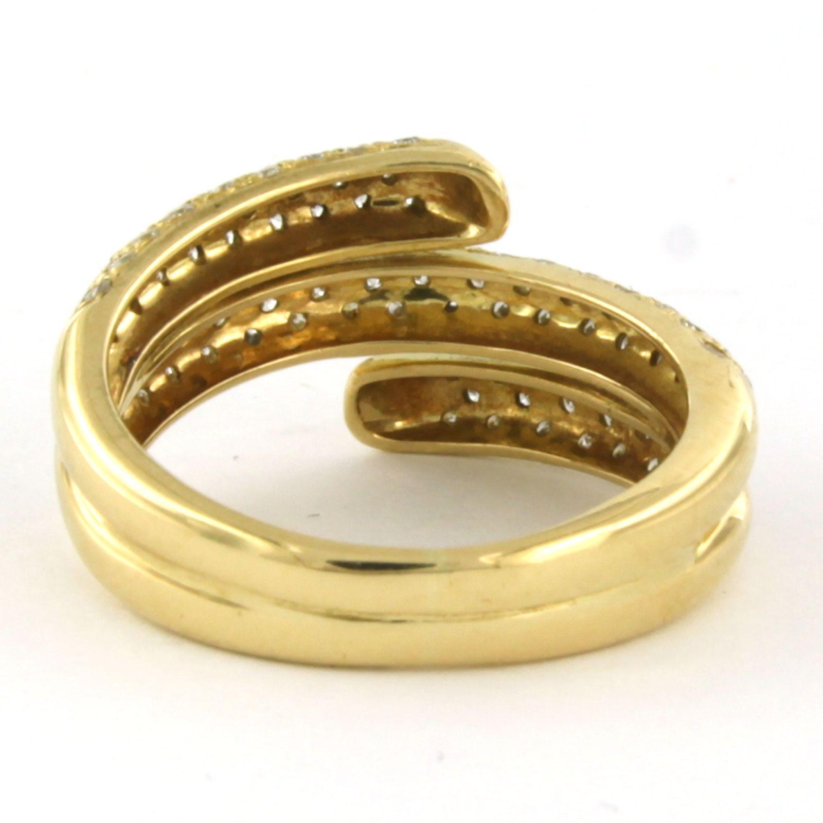 Women's Ring with brilliant cut diamond sup to 1.00ct - 5.4 grams - 18k yellow gold For Sale