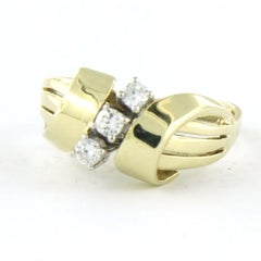 Ring with brilliant cut diamond up to 0.24ct 14k bicolour gold