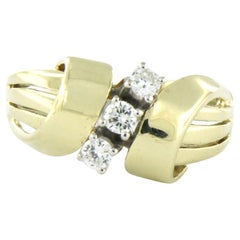 Ring with brilliant cut diamond up to 0.24ct 14k bicolour gold