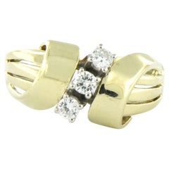 Ring with brilliant cut diamond up to 0.24ct 14k bicolour gold