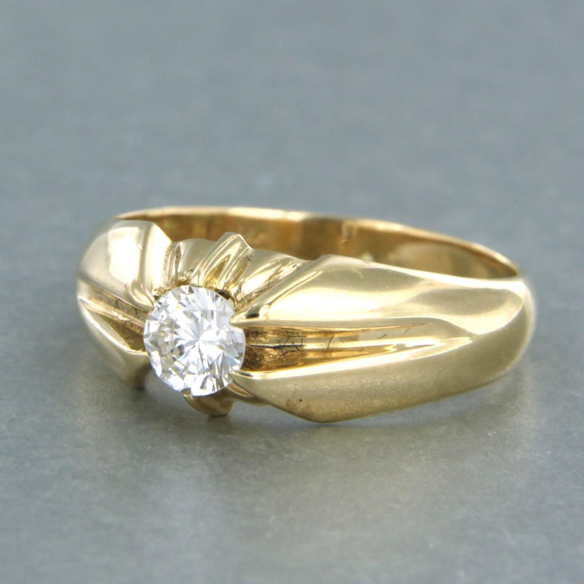 14k yellow gold ring set with brilliant cut diamond total approximately 0.34ct - H - SI - ring size US 6.5 - EU 17 (53)

detailed description:

the front of the ring is 7.7 mm wide

Ring size US 6.5 - EU 17 (53), ring can be reduced or enlarged a