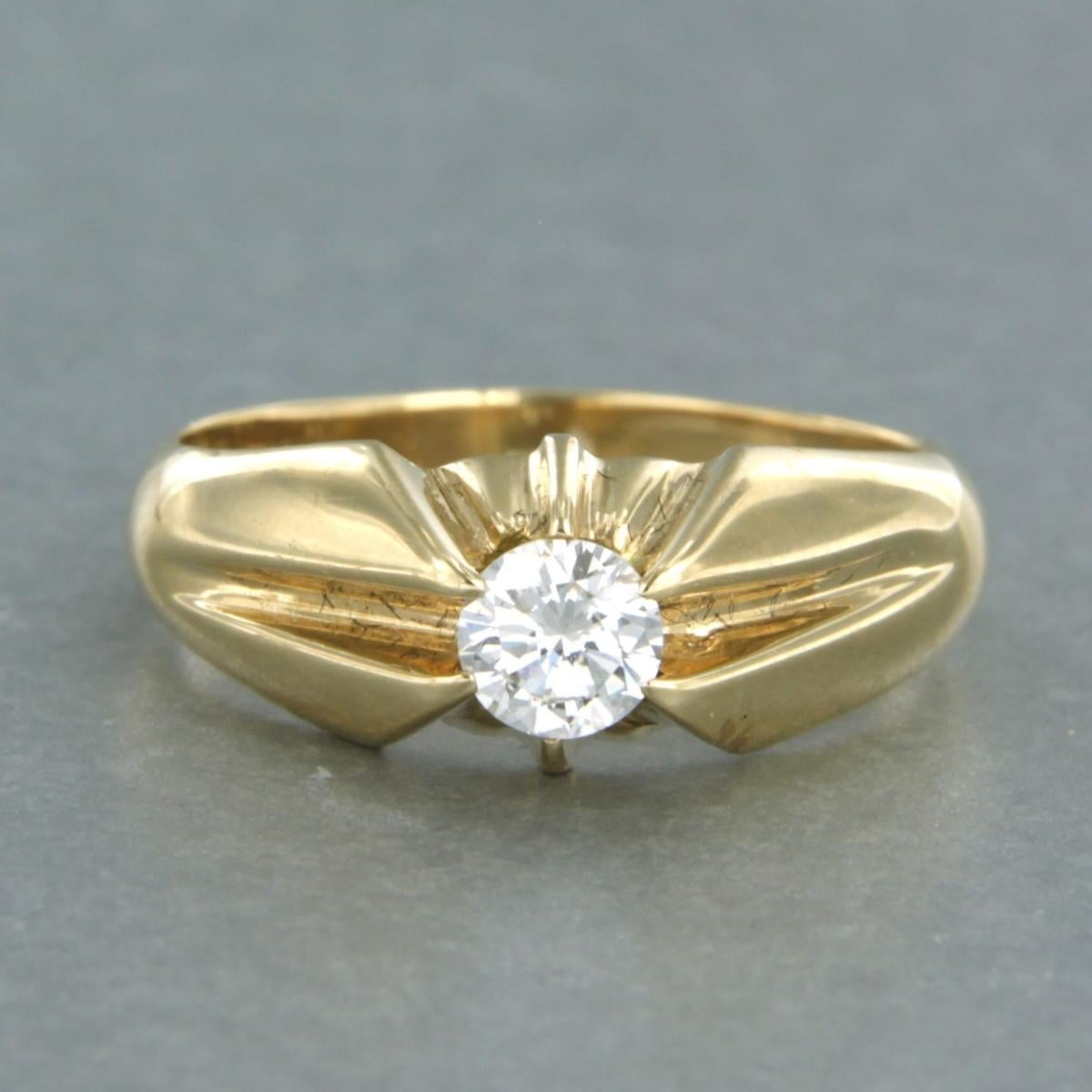 Modern Ring with brilliant cut diamond up to 0.34ct 4.8 grams 14k yellow gold For Sale