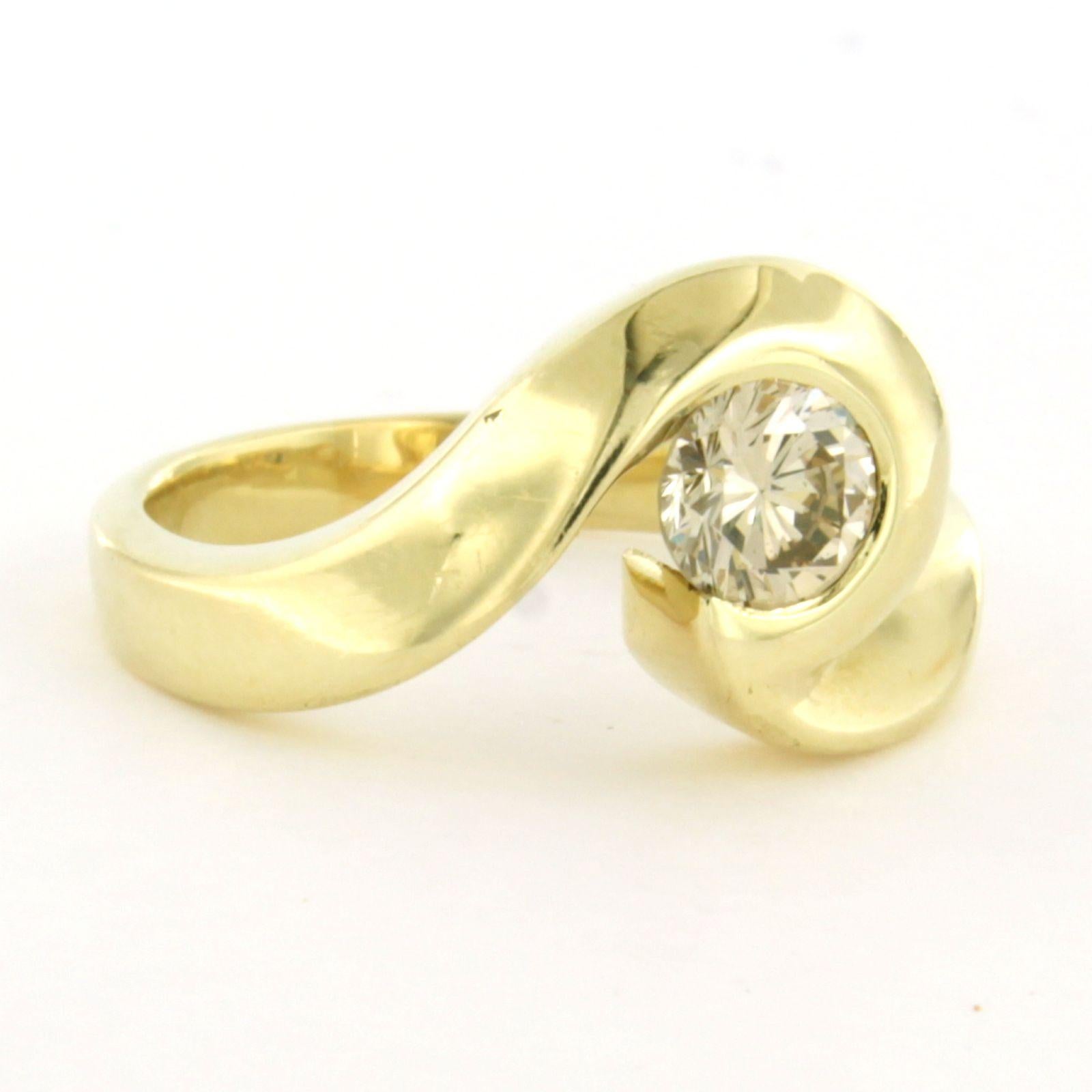 Bague avec diamant taille brillant jusqu'à 0,75ct Or jaune 14k 10,0 grammes Excellent état - En vente à The Hague, ZH