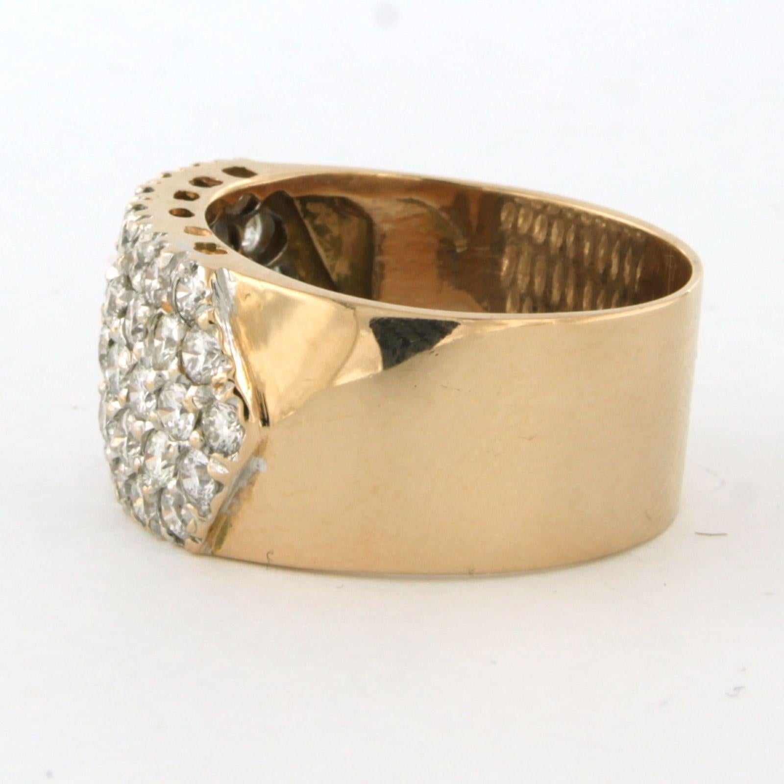 Modern Ring with brilliant cut diamond up to 2.64ct 14k bicolour gold For Sale