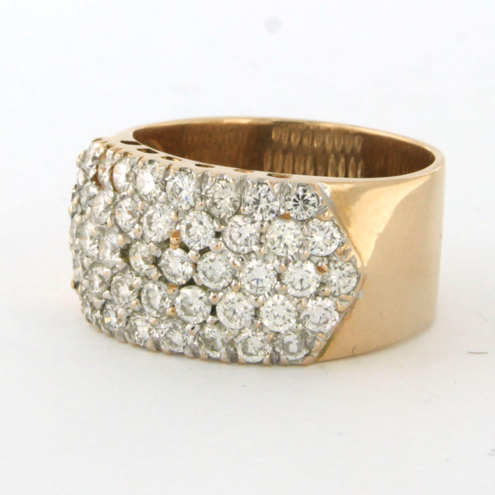 Ring with brilliant cut diamond up to 2.64ct 14k bicolour gold In Excellent Condition For Sale In The Hague, ZH