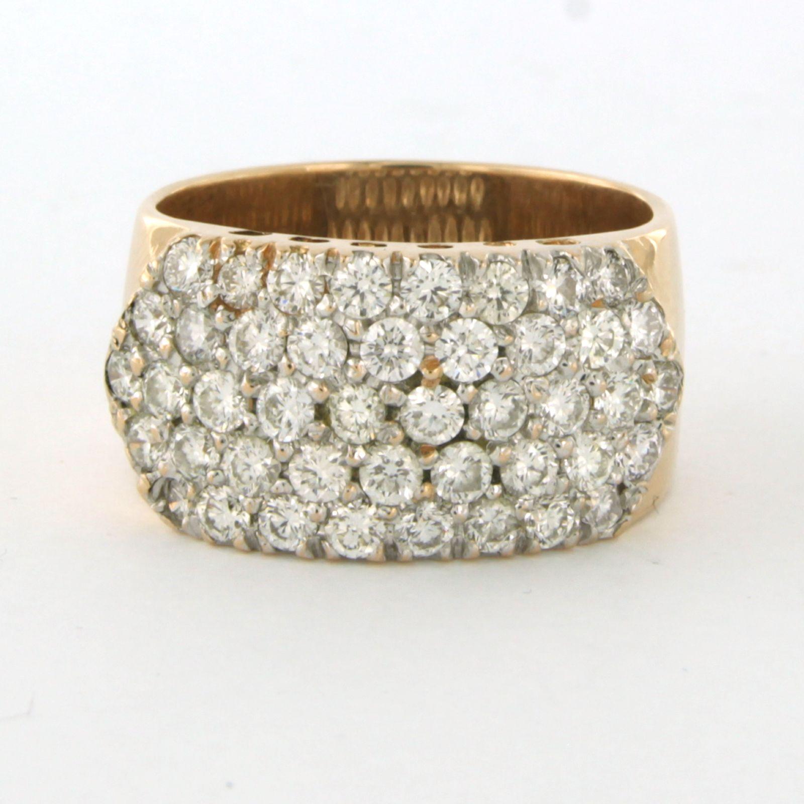 Ring with brilliant cut diamond up to 2.64ct 14k bicolour gold For Sale 1