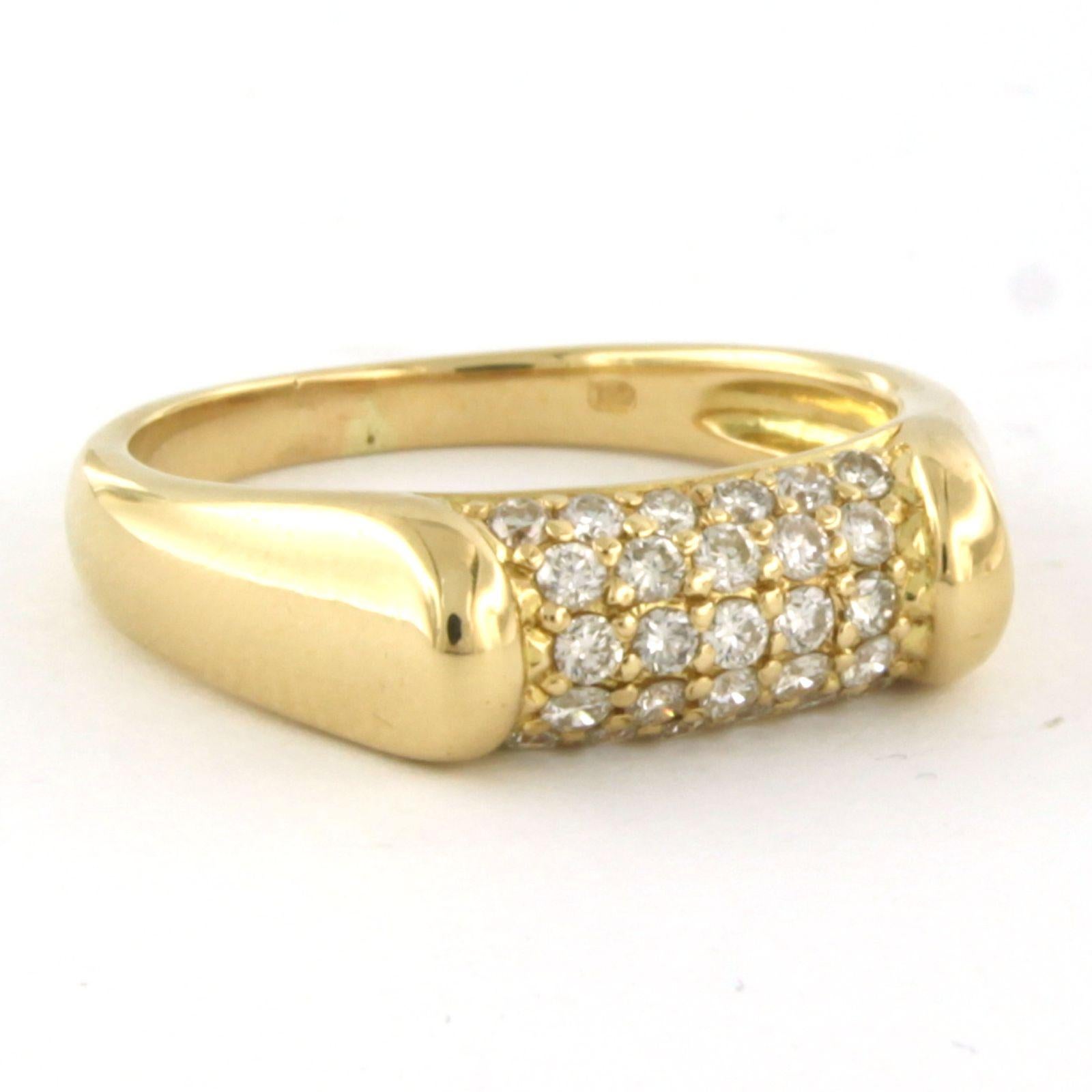 Taille brillant Bague avec diamants taille brillant jusqu'à 0,50 ct Or jaune 18k en vente