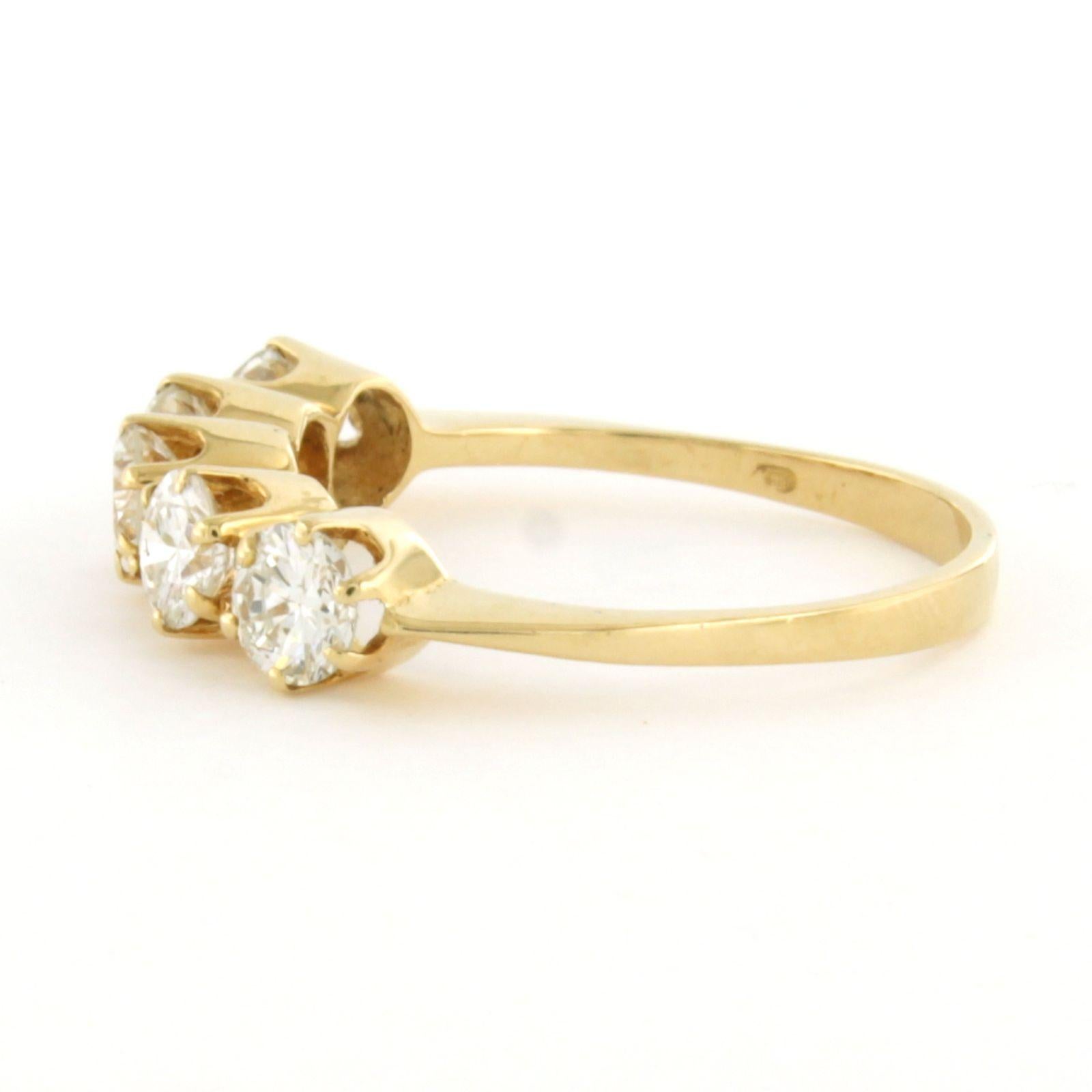 Modern Ring with brilliant cut diamonds in total 1.00ct 2.5 grams 14k yellow gold For Sale
