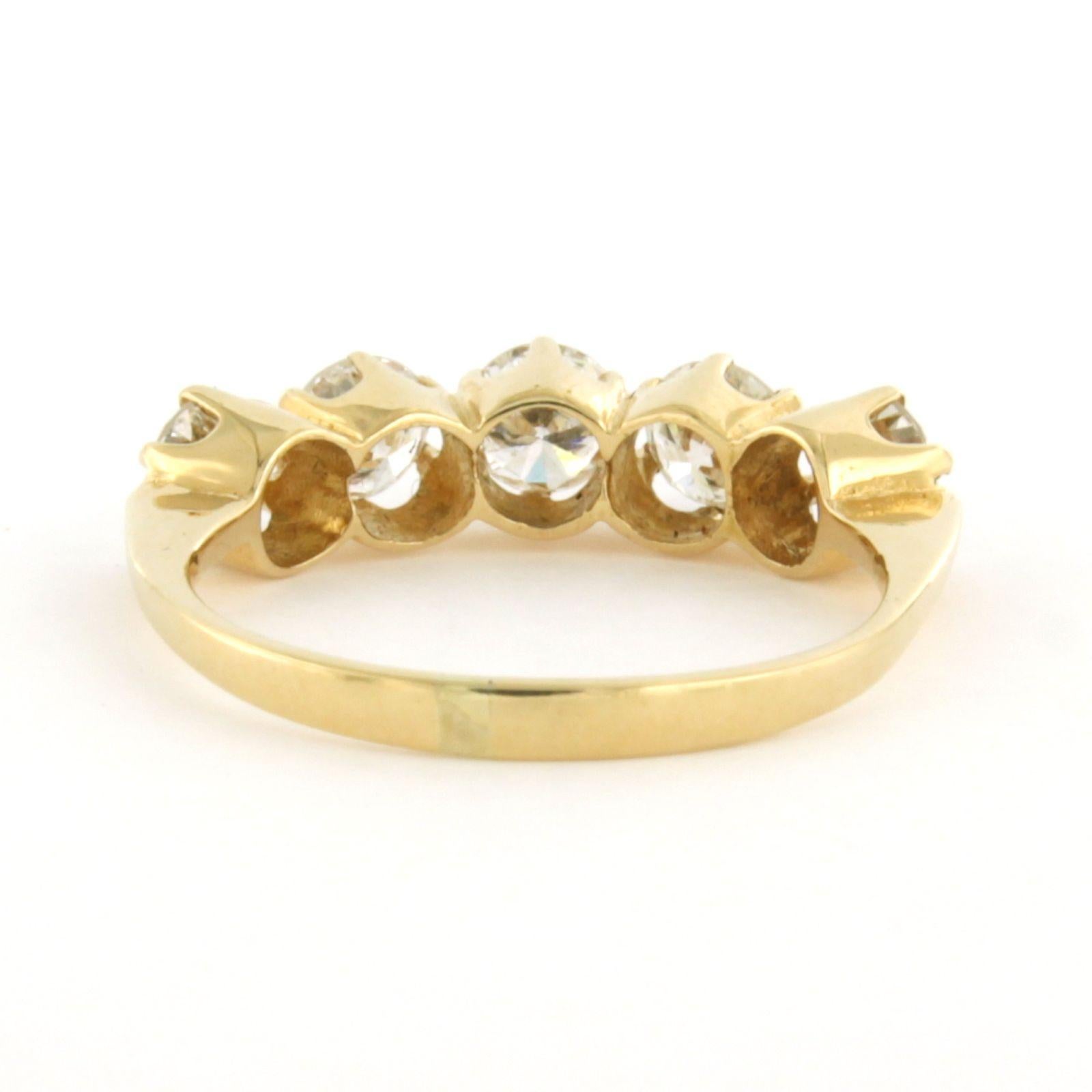 Brilliant Cut Ring with brilliant cut diamonds in total 1.00ct 2.5 grams 14k yellow gold For Sale