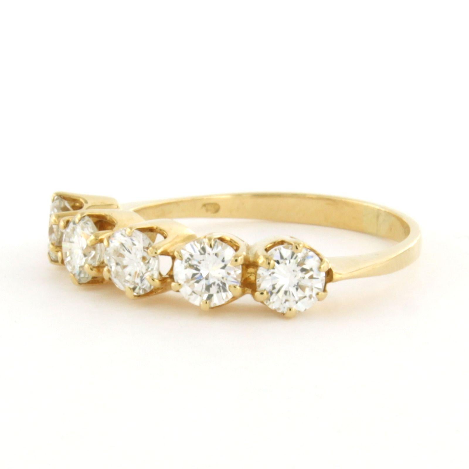 Ring with brilliant cut diamonds in total 1.00ct 2.5 grams 14k yellow gold In Excellent Condition For Sale In The Hague, ZH