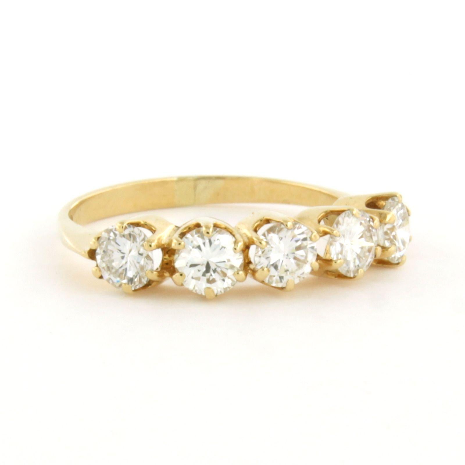 Women's Ring with brilliant cut diamonds in total 1.00ct 2.5 grams 14k yellow gold For Sale