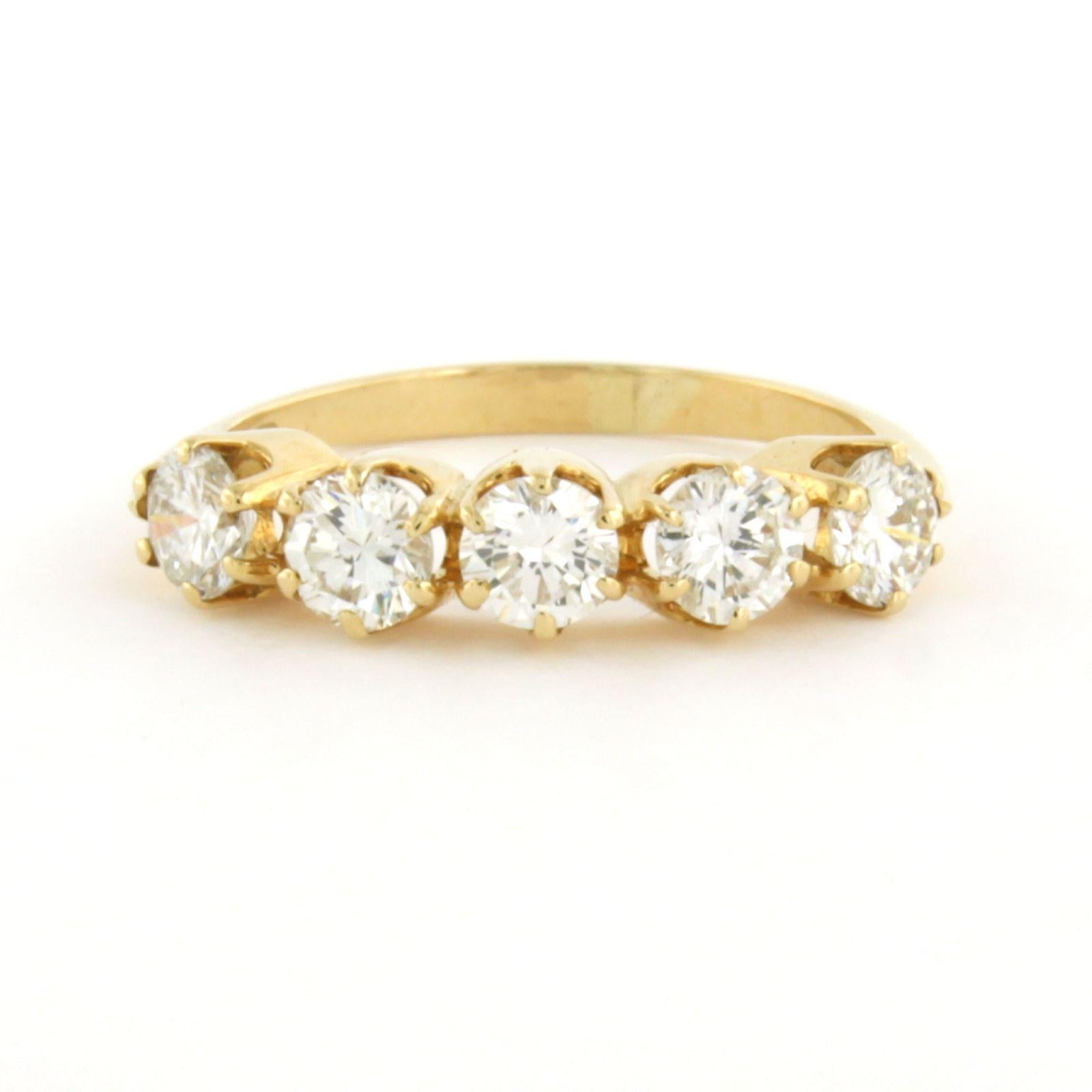Ring with brilliant cut diamonds in total 1.00ct 2.5 grams 14k yellow gold For Sale 1