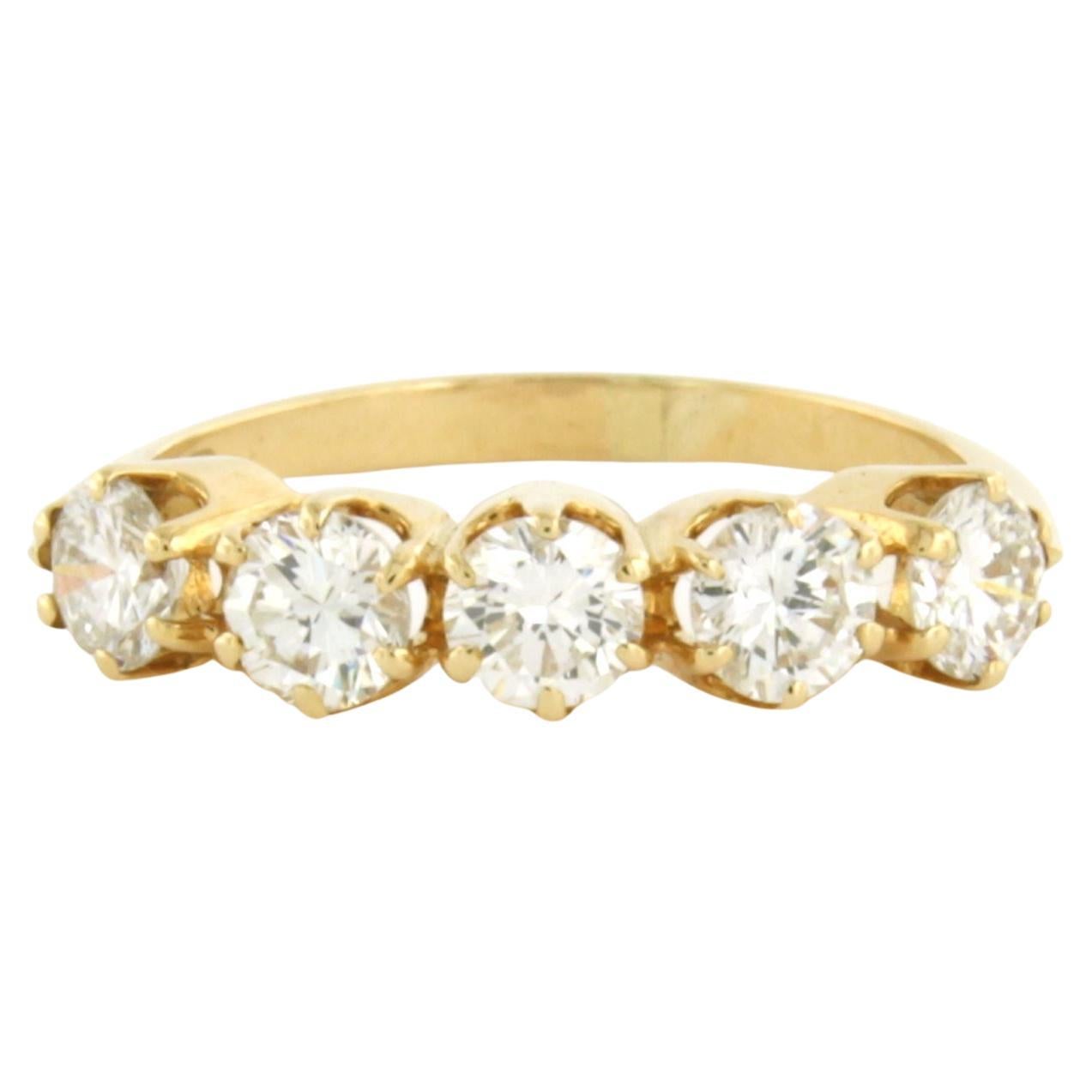 Ring with brilliant cut diamonds in total 1.00ct 2.5 grams 14k yellow gold For Sale
