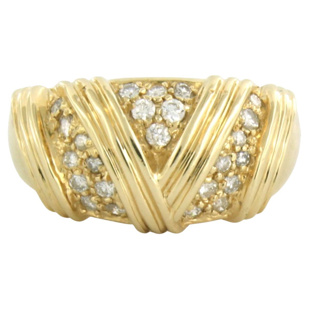 Ring with brilliant cut diamonds up to 0.20ct 6.6 grams 14k yellow gold