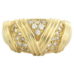 Ring with brilliant cut diamonds up to 0.20ct 6.6 grams 14k yellow gold