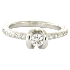 Ring with brilliant cut diamonds up to 0.25ct 18k white gold 3.6 grams