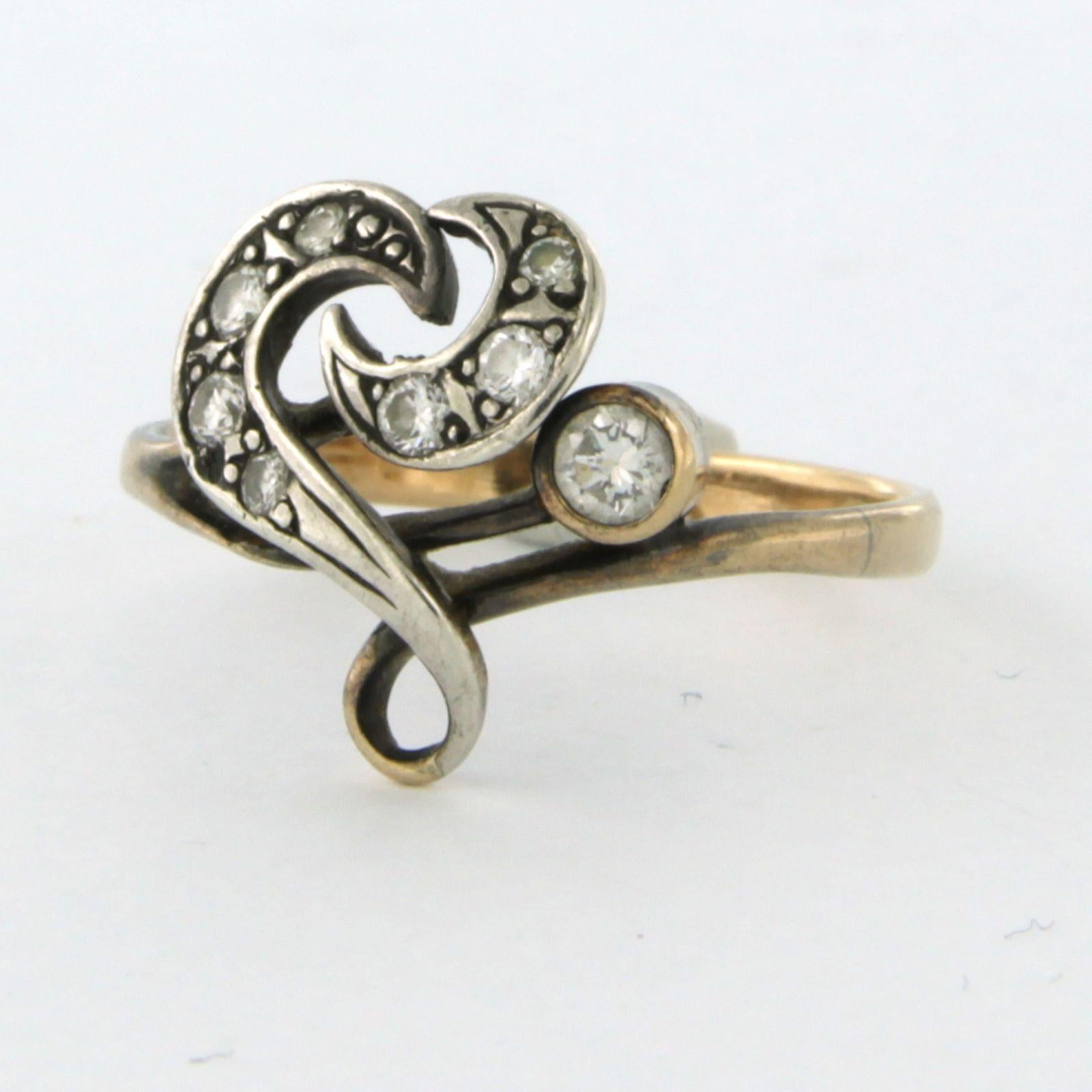 Brilliant Cut Ring with brilliant cut diamonds up to 0.30ct 10k pink gold and silver