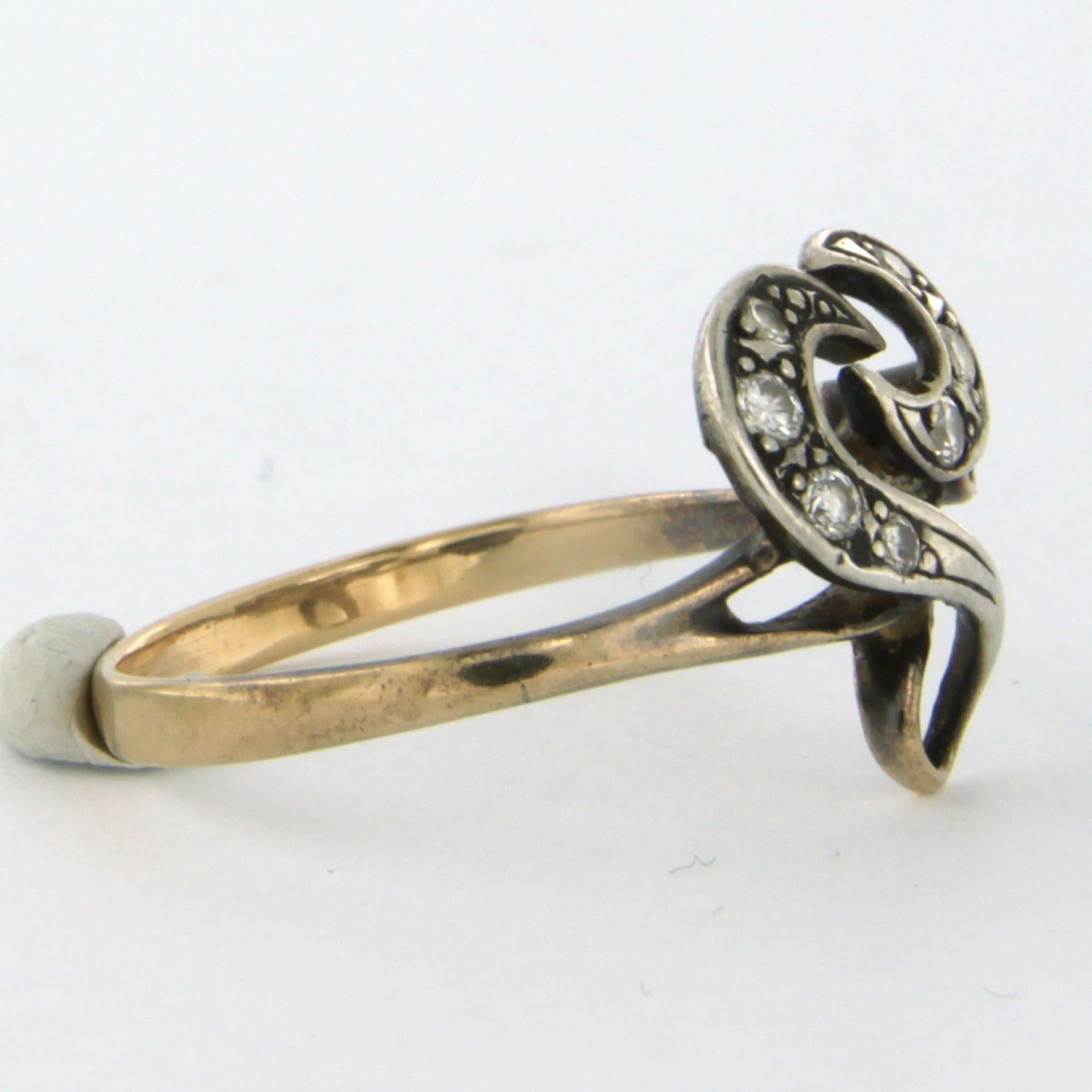 Women's Ring with brilliant cut diamonds up to 0.30ct 10k pink gold and silver