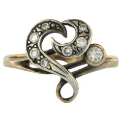 Ring with brilliant cut diamonds up to 0.30ct 10k pink gold and silver
