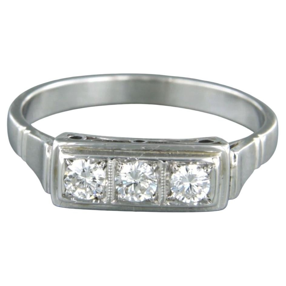 Ring with brilliant cut diamonds up to 0.30ct 14k white gold 3.0 grams For Sale