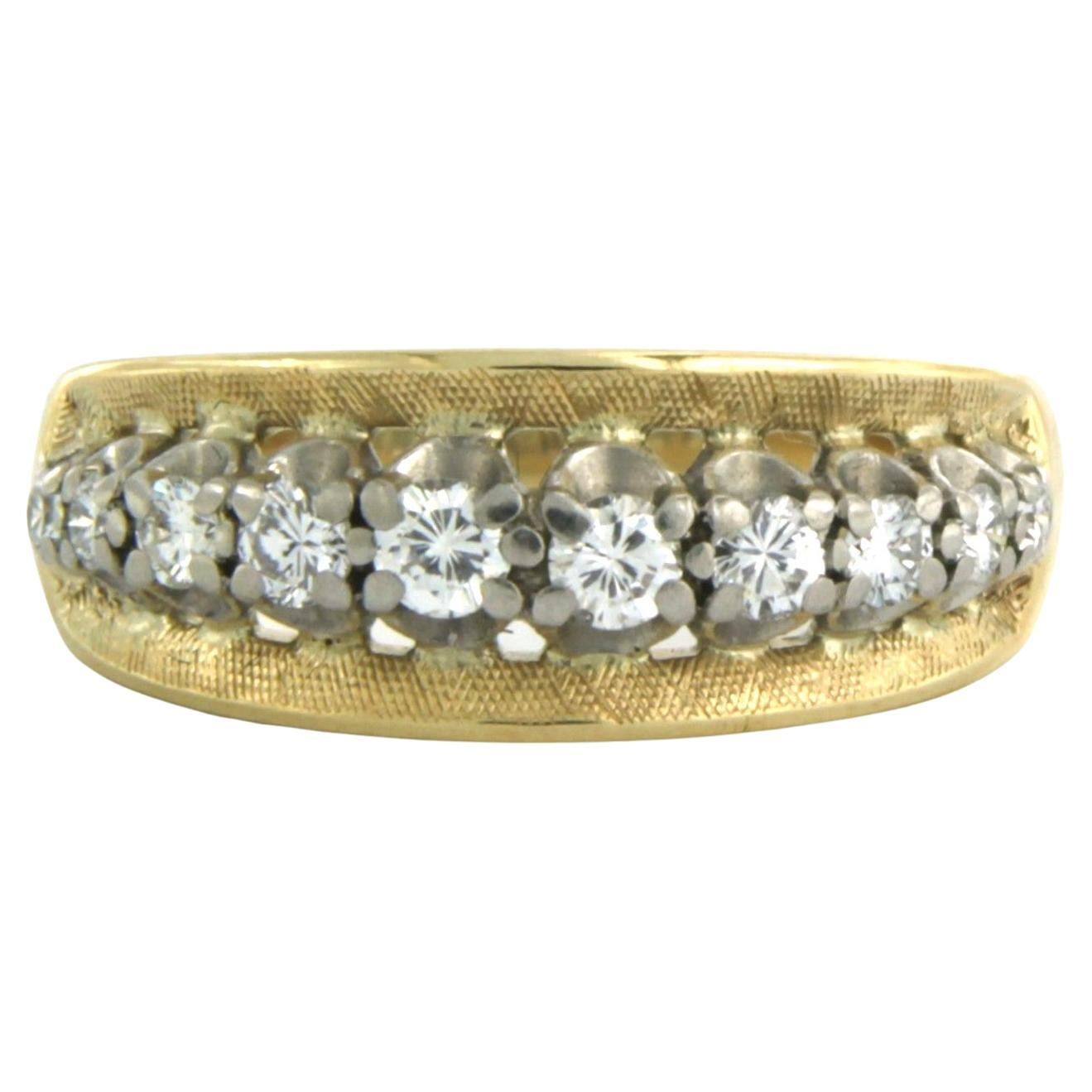 Ring with brilliant cut diamonds up to 0.30ct 18k bicolour gold 3.6 grams For Sale