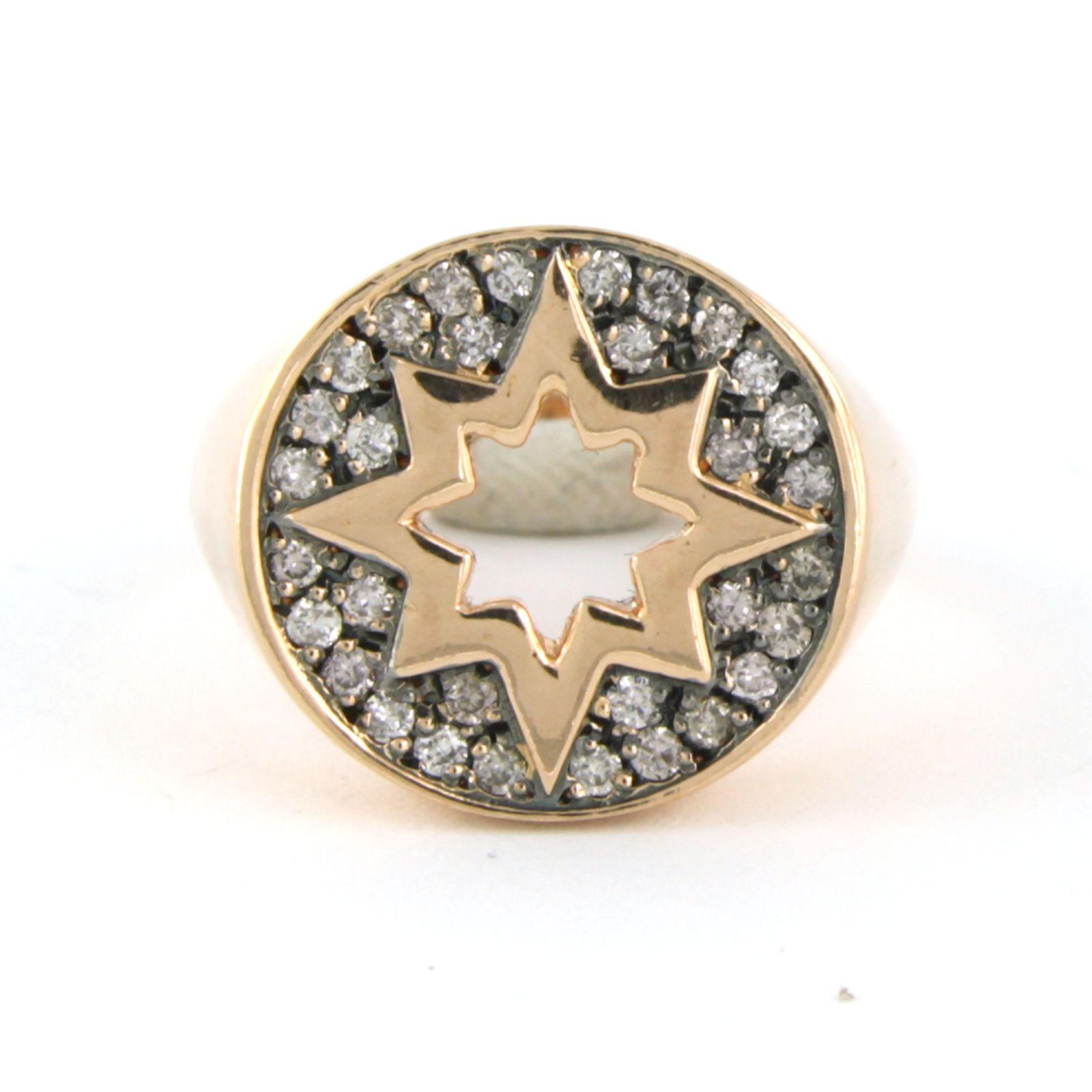 Ring with brilliant cut diamonds up to 0.32ct 18k pink gold 5.7 grams