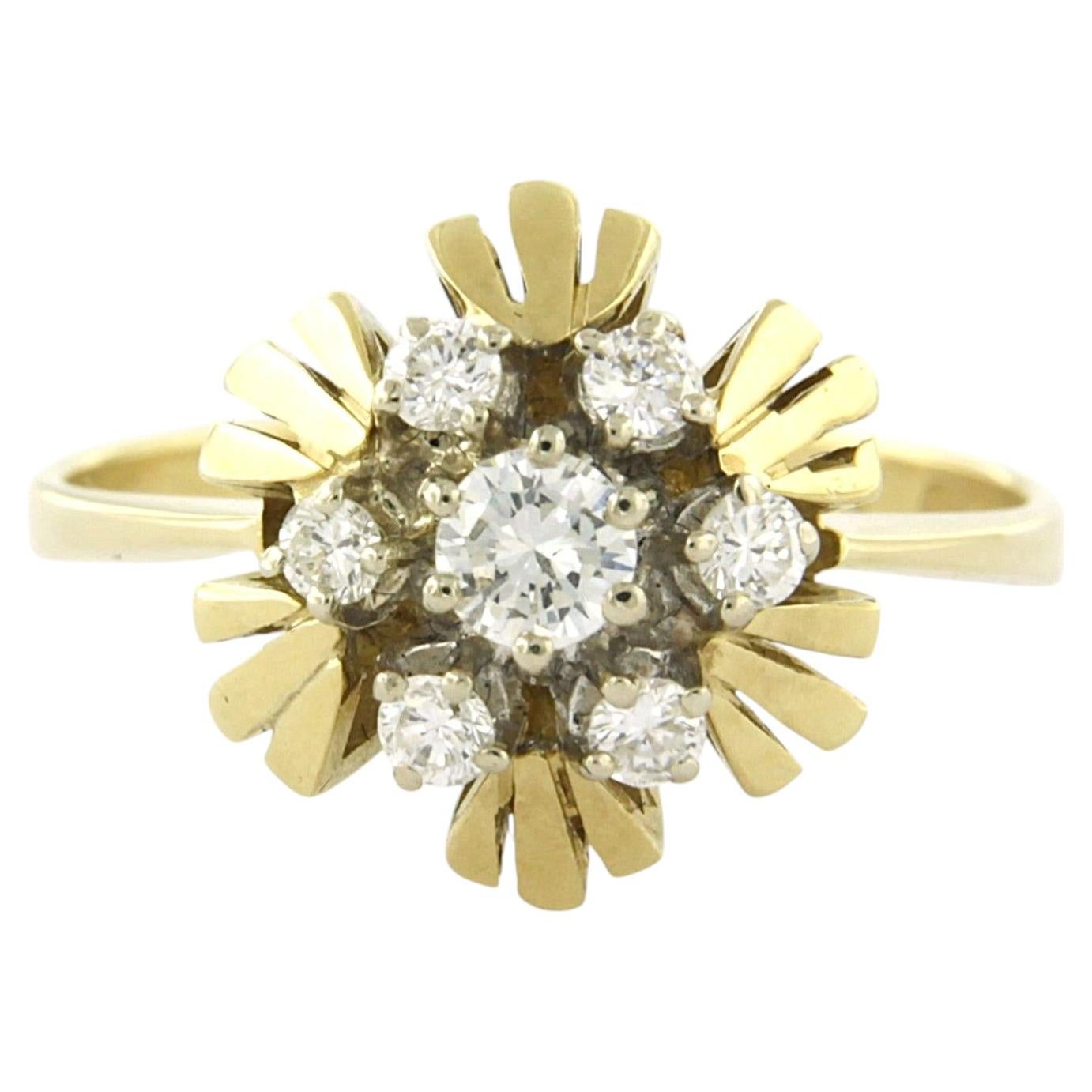 Ring with brilliant cut diamonds up to 0.35ct 14k bicolour gold 4.2 grams