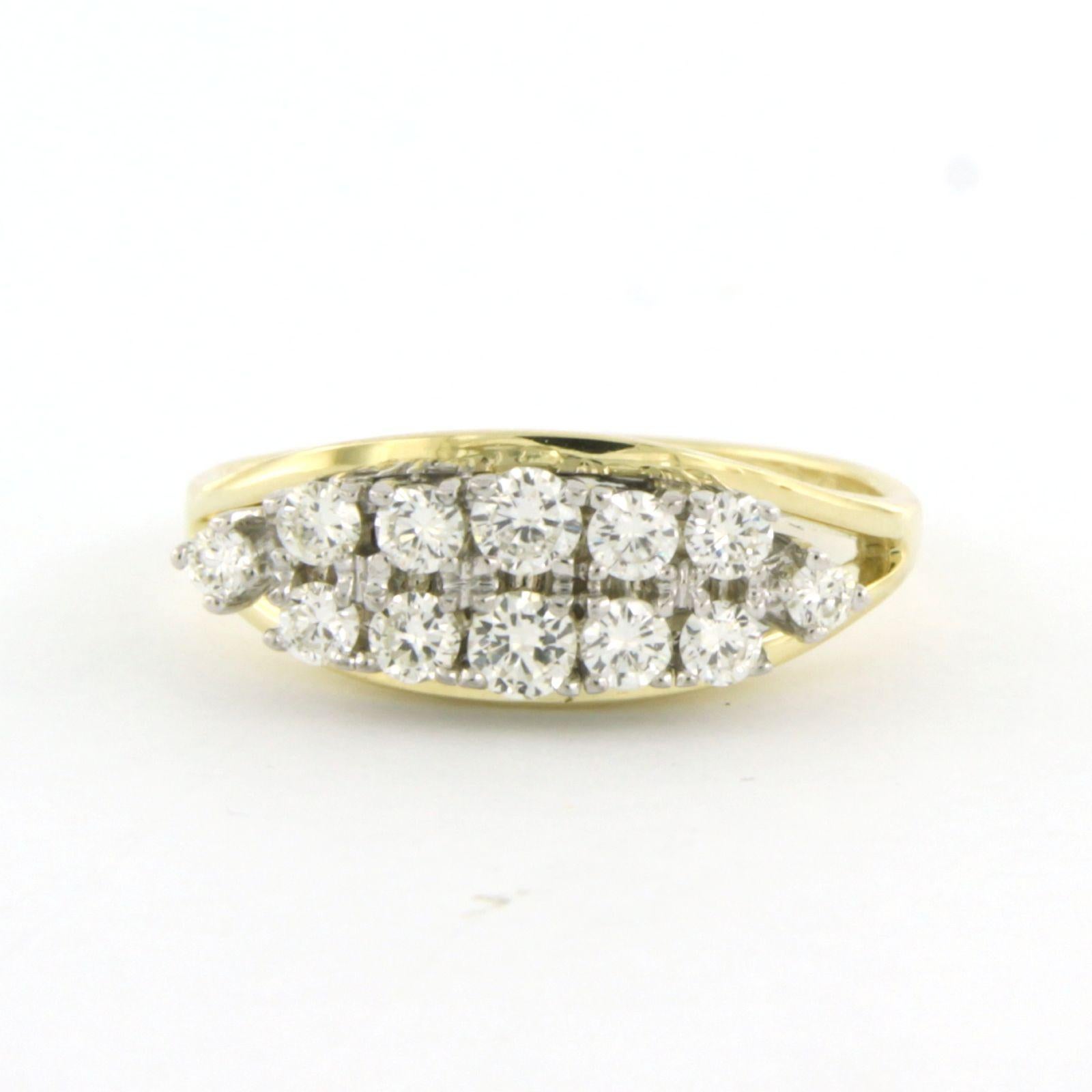 Moderne Ring with brilliant cut diamonds up to 0.40ct 14k bicolour gold 3.6 grams en vente