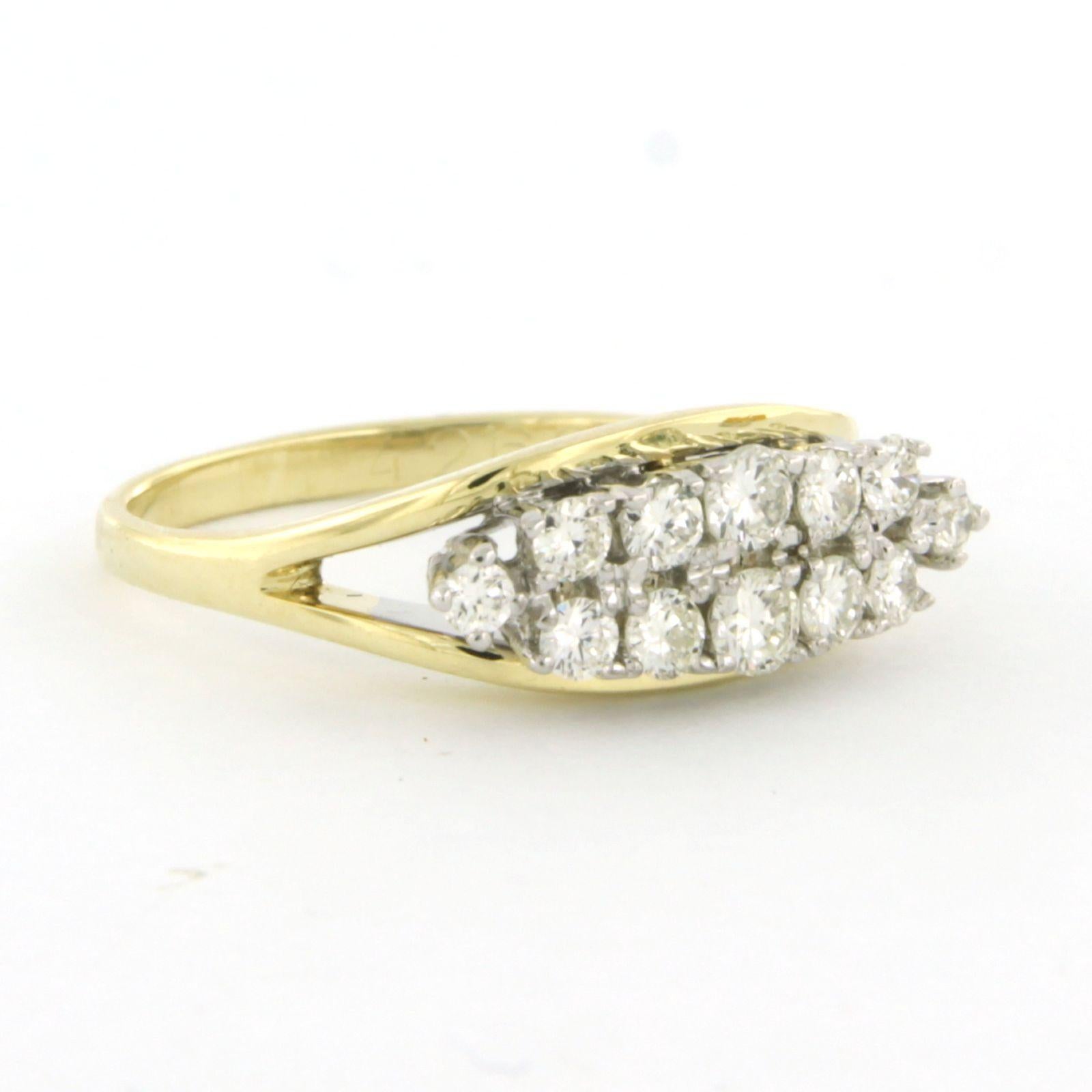 Taille brillant Ring with brilliant cut diamonds up to 0.40ct 14k bicolour gold 3.6 grams en vente