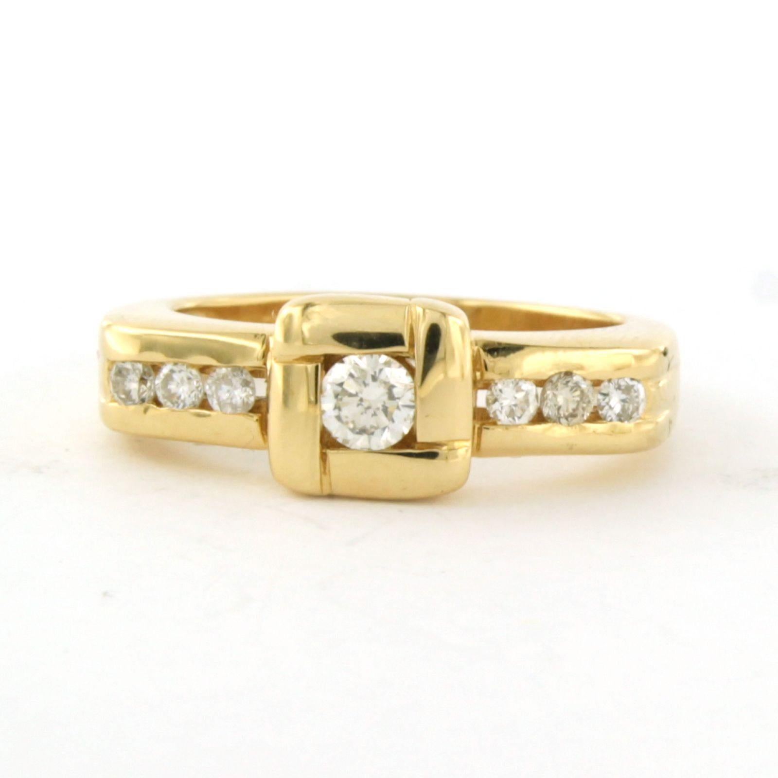 Moderne Bague avec diamants taille brillant Up & Up 0.44ct Or jaune 18k en vente