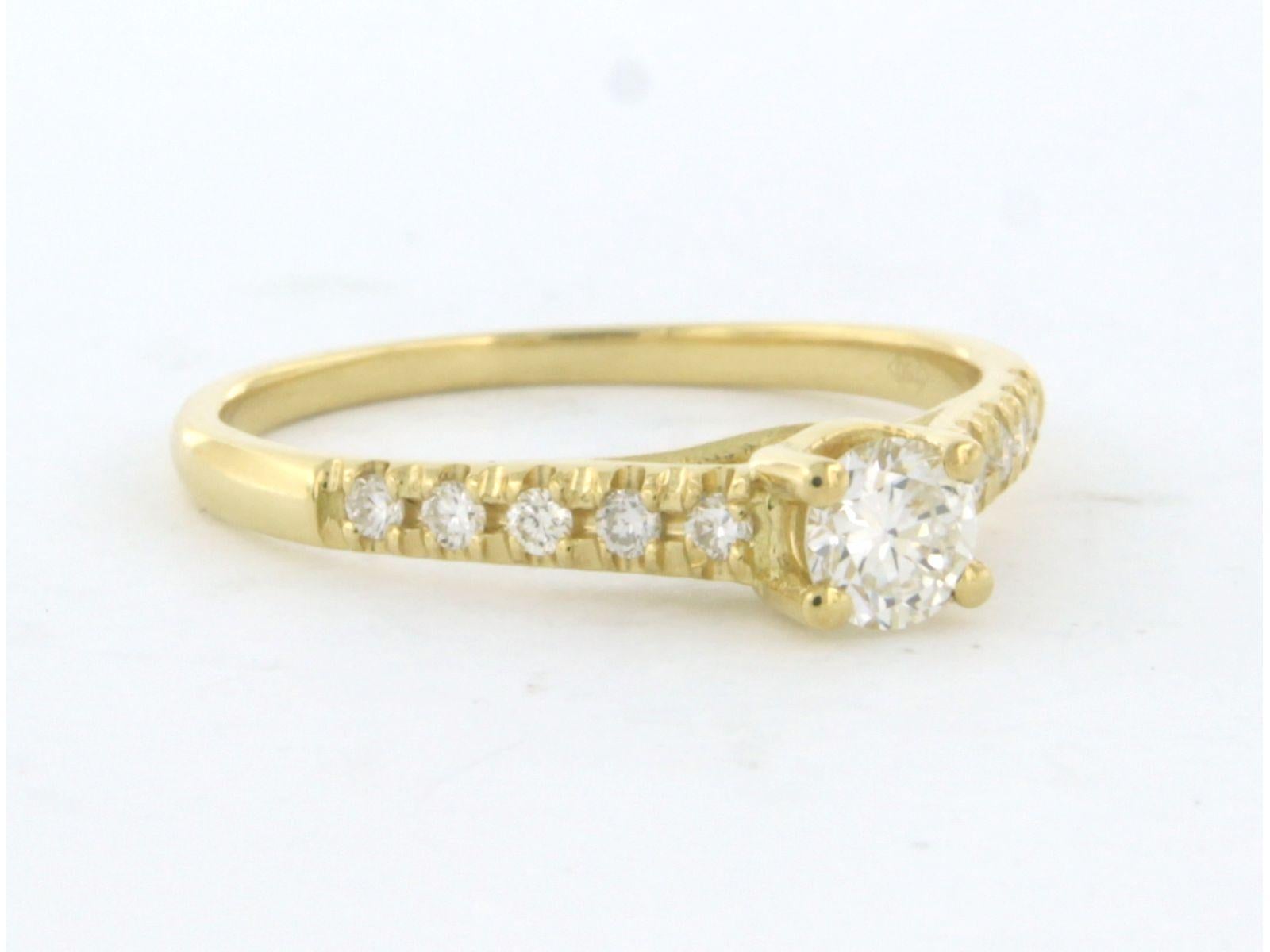 Modern Ring with brilliant cut diamonds up to 0.46ct 18k yellow gold For Sale