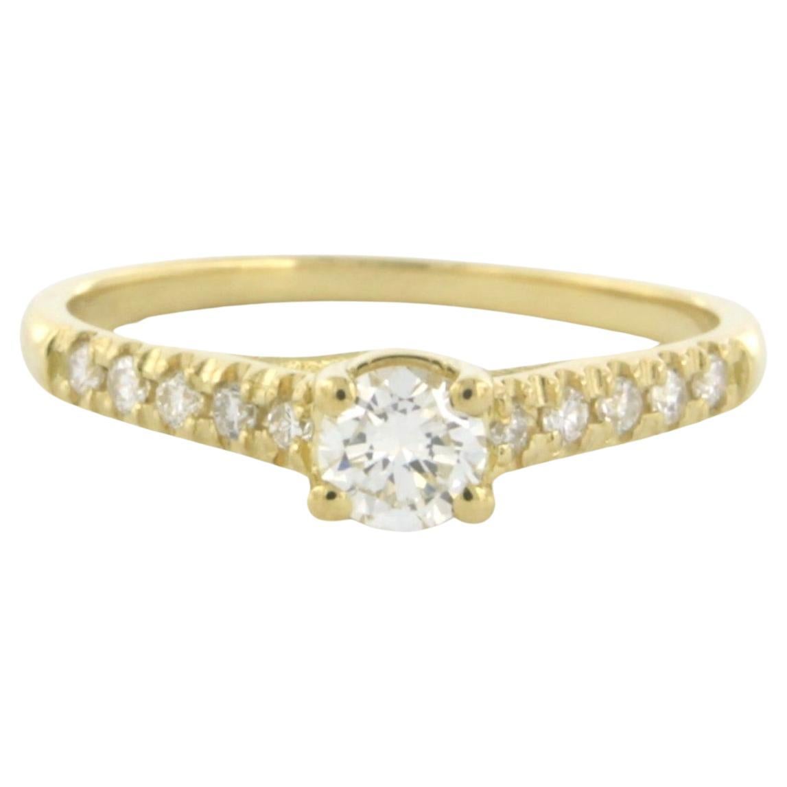 Ring with brilliant cut diamonds up to 0.46ct 18k yellow gold For Sale