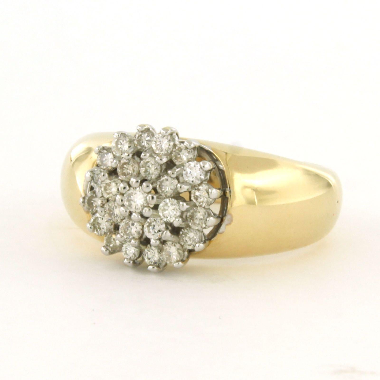 Taglio brillante Anello con diamanti taglio brillante fino a 0,50ct in oro 14k bicolore 7,5 grammi in vendita