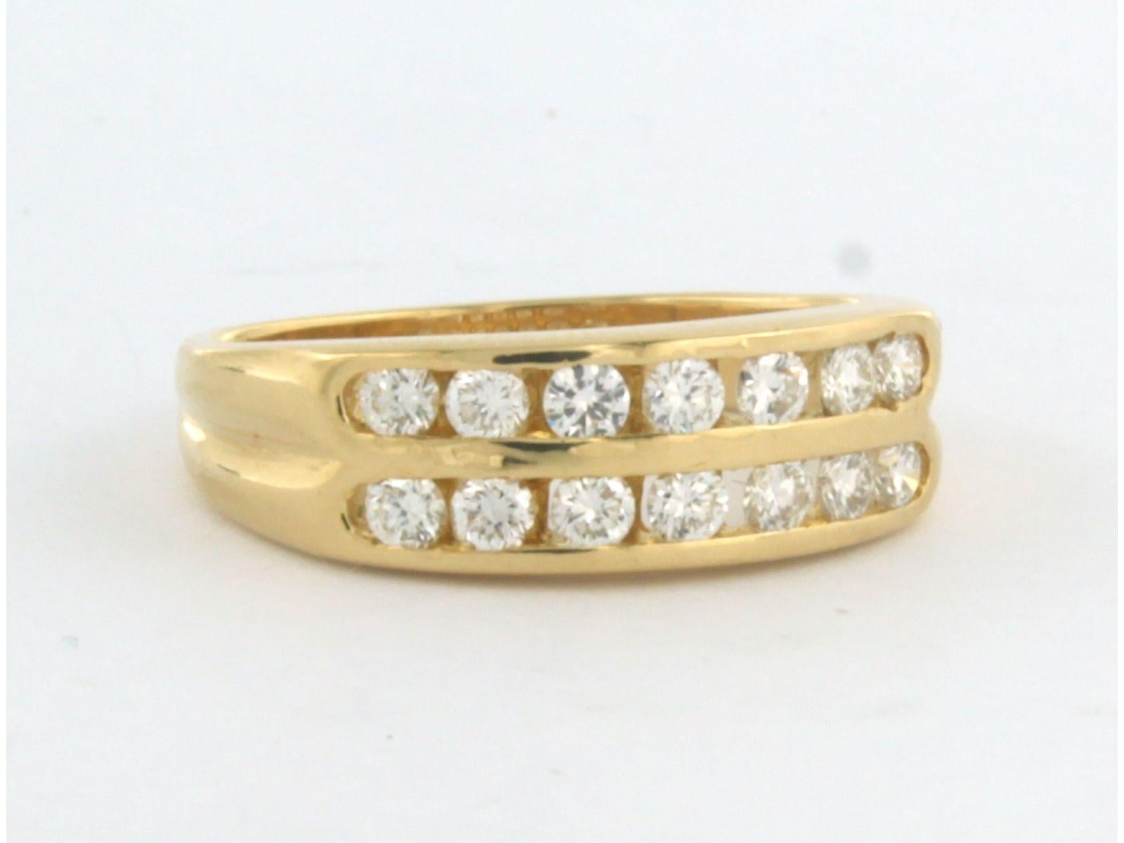 Modern Ring with brilliant cut diamonds up to 0.50ct 18k yellow gold For Sale