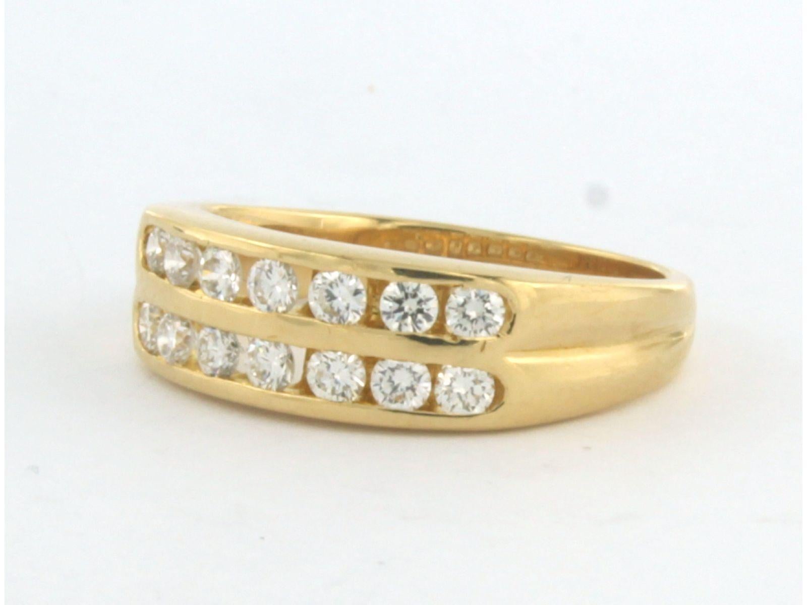 Brilliant Cut Ring with brilliant cut diamonds up to 0.50ct 18k yellow gold For Sale