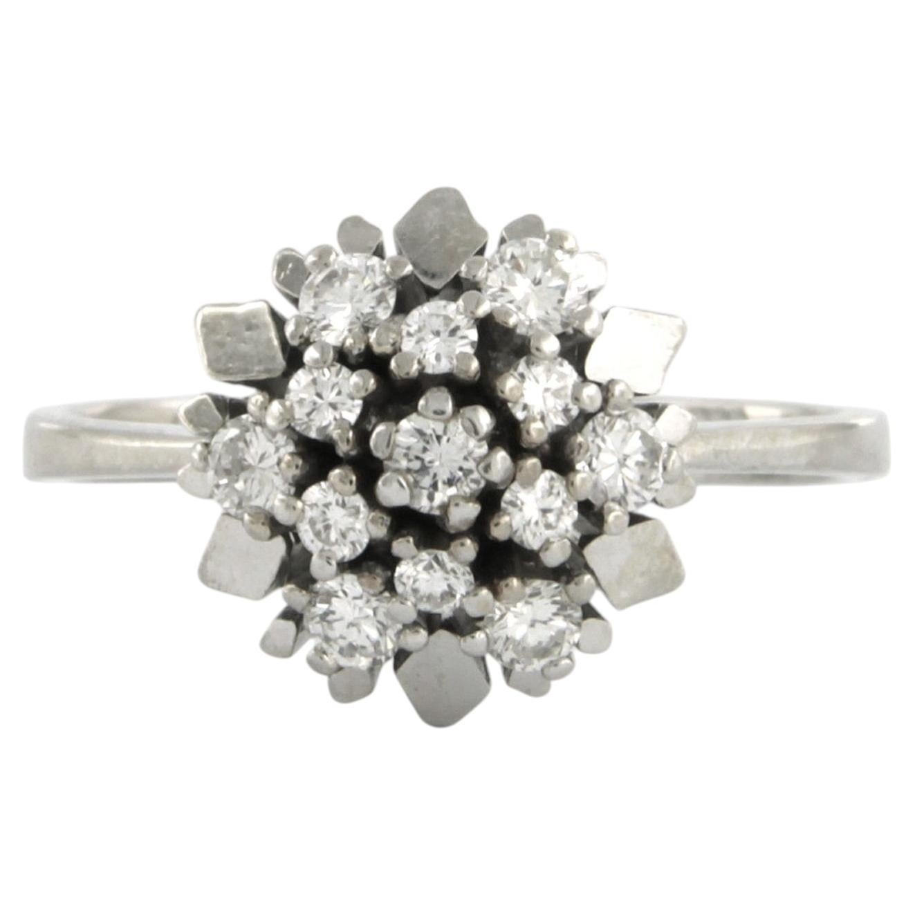 Anillo con diamantes talla brillante de hasta 0,50 ct - 5,1 gramos - oro blanco de 14k