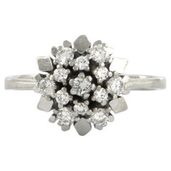 Anillo con diamantes talla brillante de hasta 0,50 ct - 5,1 gramos - oro blanco de 14k